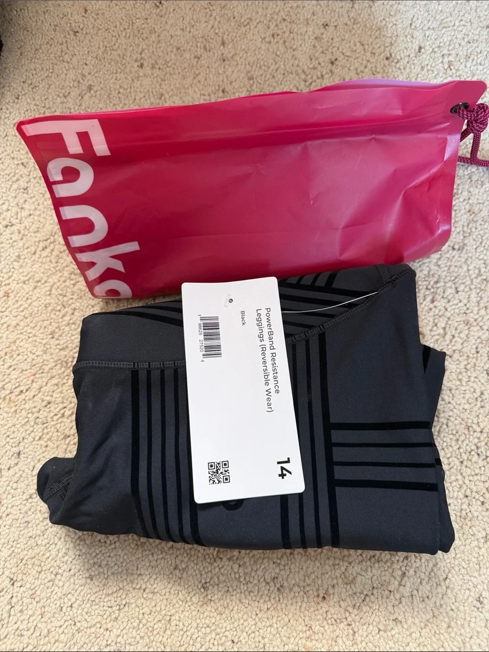 Black Striped Active Leggings - Size 14 - Picture 1 of 1
